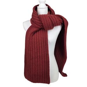 VINCE OVERSIZE EXTRA‑LONG CHUNKY CASHMERE KNIT SCARF – BURGUNDY – 90" x 10"